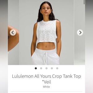 Lululemon Athletica White Veil all yours muscle tank
